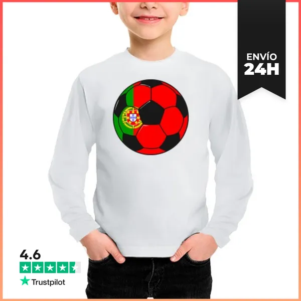 Camiseta Manga Larga Para Niños Equipo De Fútbol Portugal