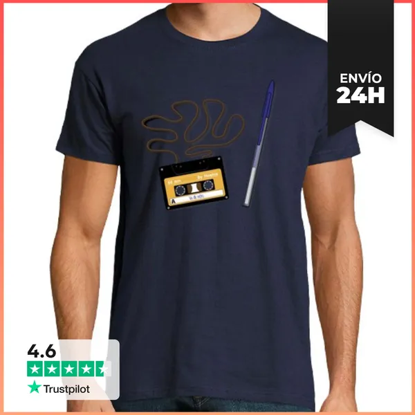 Camiseta Hombre Clásica Camiseta Para Chicos "Rebobina"