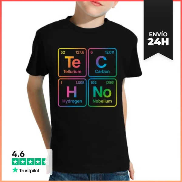 Camiseta Clásica Para Niños Techno Tabla Periódica Química Música