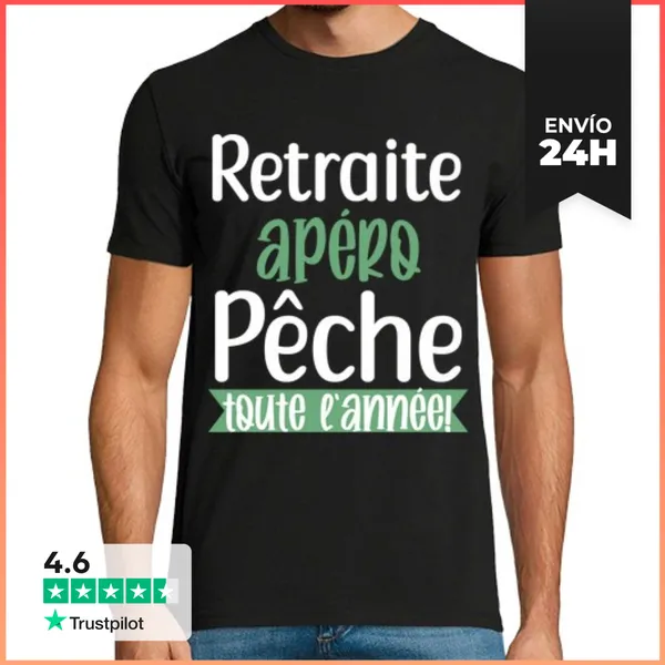 Camiseta Hombre Clásica Jubilación Aperitivo Pesca Regalo Humor