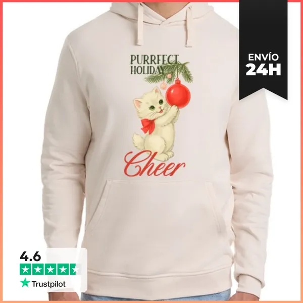 Sudadera Unisex Con Capucha PURRFECT HOLIDAY CHEER XMAS CAT