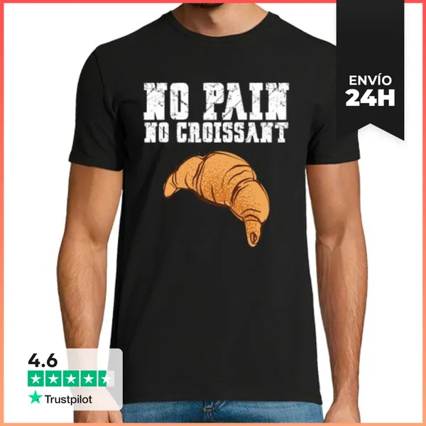 Camiseta Hombre Clásica Humor Fitness Sin Dolor Sin Croissant