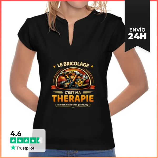 Camiseta Mujer Cuello Mao El Bricolaje Es Mi Terapia - Humor De