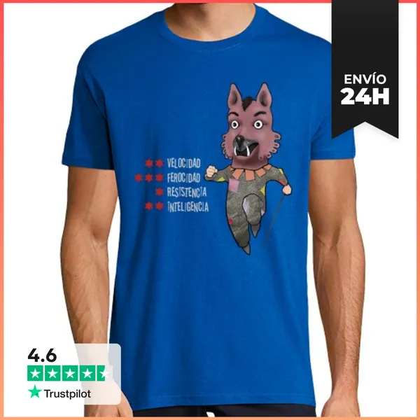 Camiseta Hombre Clásica El Lobo. Letras Blancas Para Camiseta