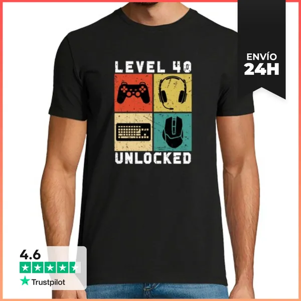 Camiseta Hombre Clásica 40 Level Unlocked 2 000019 LaTostadora