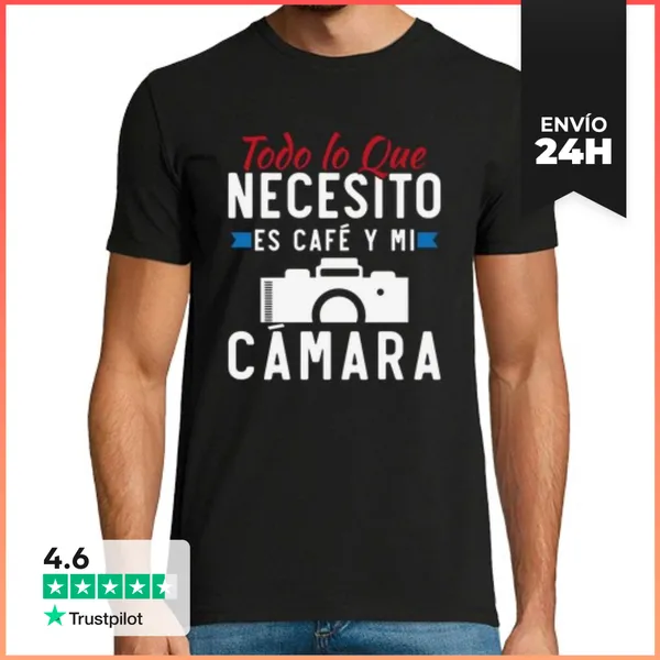Camiseta Hombre Clásica Fotografia Cámara Fotografo Profesional