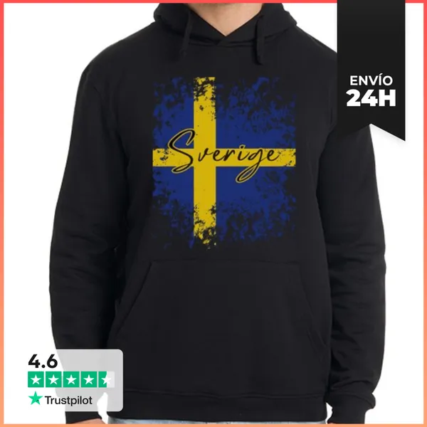 Sudadera Unisex Con Capucha Suecia Bandera, Amo Suecia