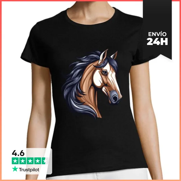 Camiseta Mujer Clásica Cabeza De Caballo Marrón LaTostadora