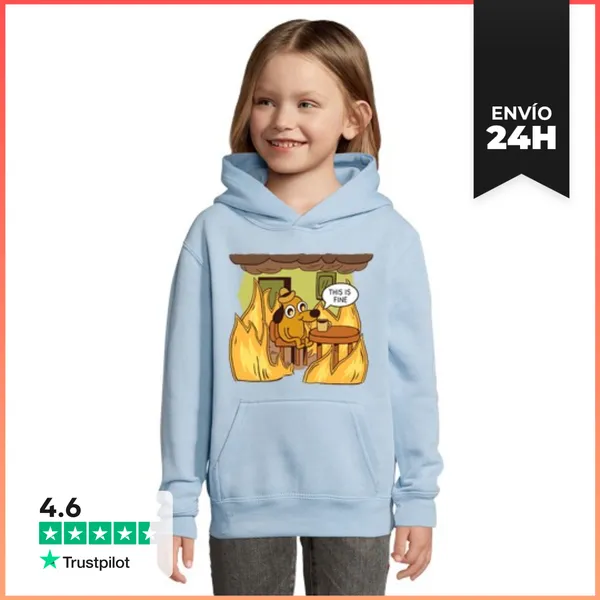 Sudadera Para Niños Con Capucha This Is Fine - Sudadera Niño