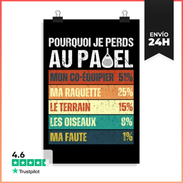 Póster Vertical Por Qué Pierdo En Padel Humor Vintage LaTostadora