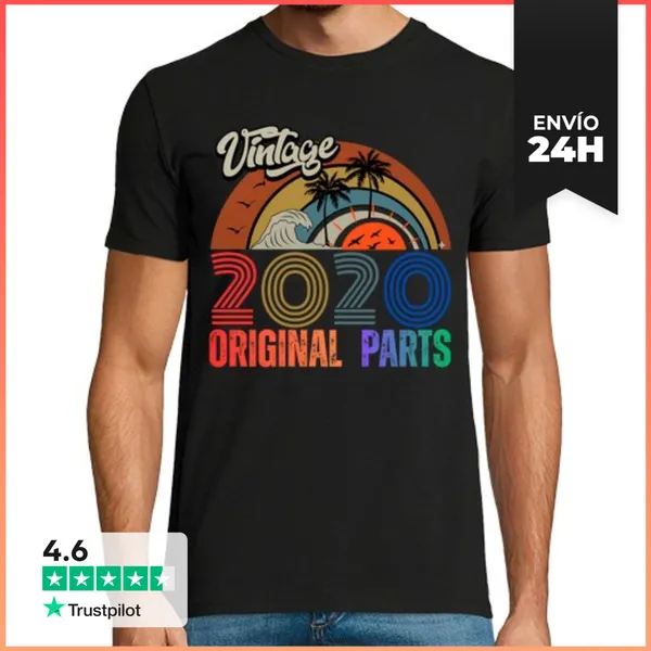 Camiseta Hombre Clásica Vintage 2020 Original Parts Retro Beach