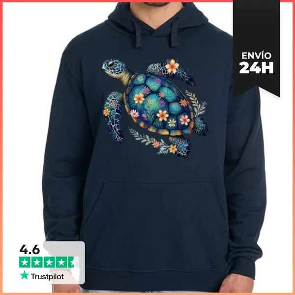 Sudadera Unisex Con Capucha Flores De Tortuga Boho LaTostadora