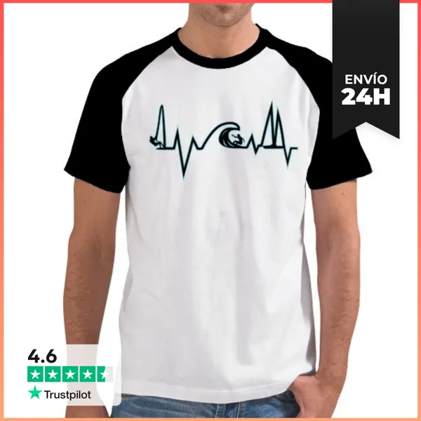 Camiseta Hombre, Estilo Béisbol Sea Heartbeat LaTostadora