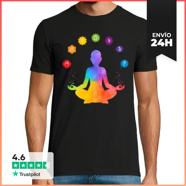 Camiseta Hombre Clásica Meditación De Chakras, Arte De Sanación