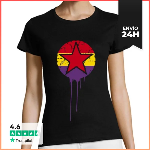 Camiseta Mujer Clásica Bandera Repúblicana Con Estrella Pintur