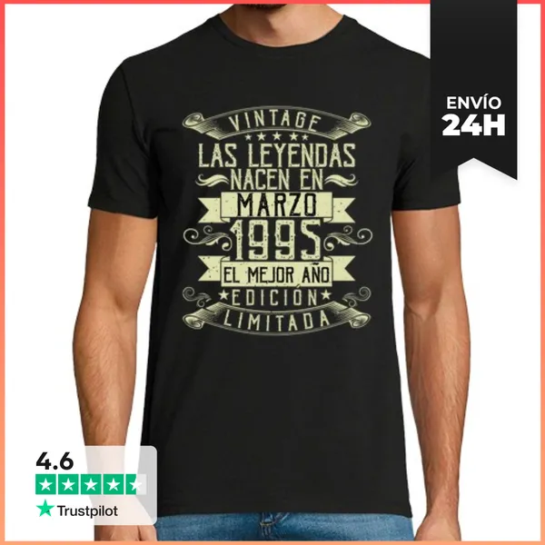 Camiseta Hombre Clásica 30 Años - Leyenda De Marzo De 1995
