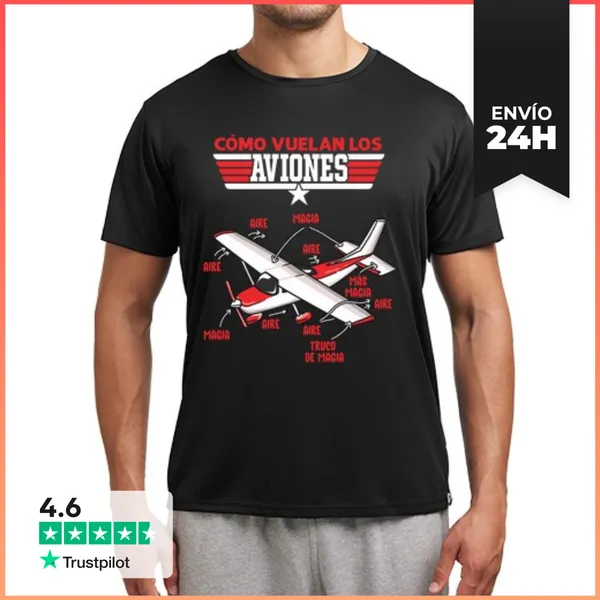 Camiseta Deportiva Hombre Aviones Vuelan Con Magia Piloto De