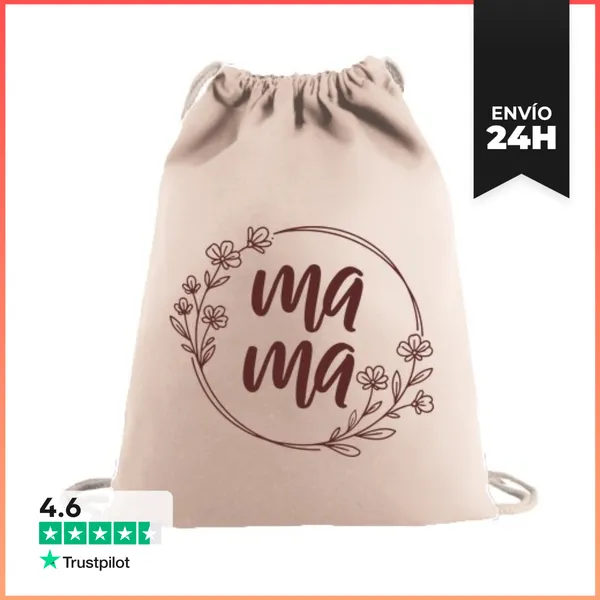 Mochila Saco Con Cuerdas MAMA FLORAL FLORES PRIMAVERA LaTostadora