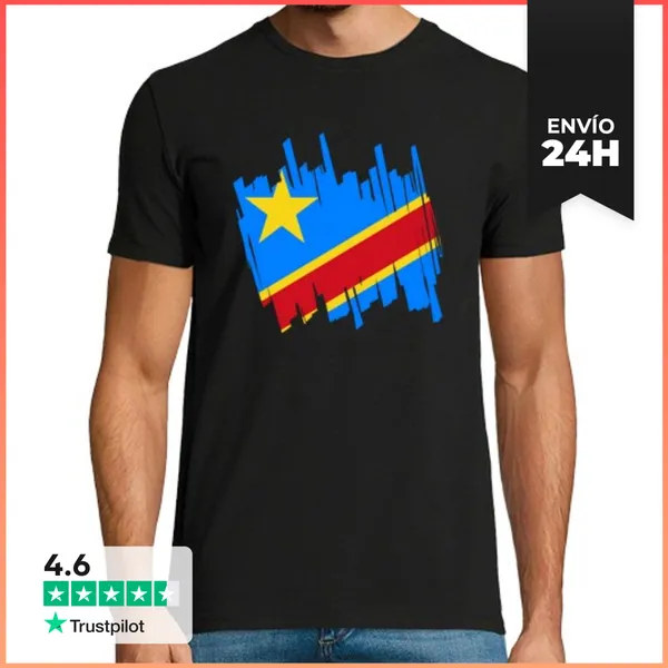 Camiseta Hombre Clásica Bandera República Democrática Del Congo