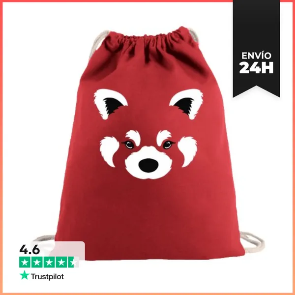 Mochila Saco Con Cuerdas Panda Rojo LaTostadora