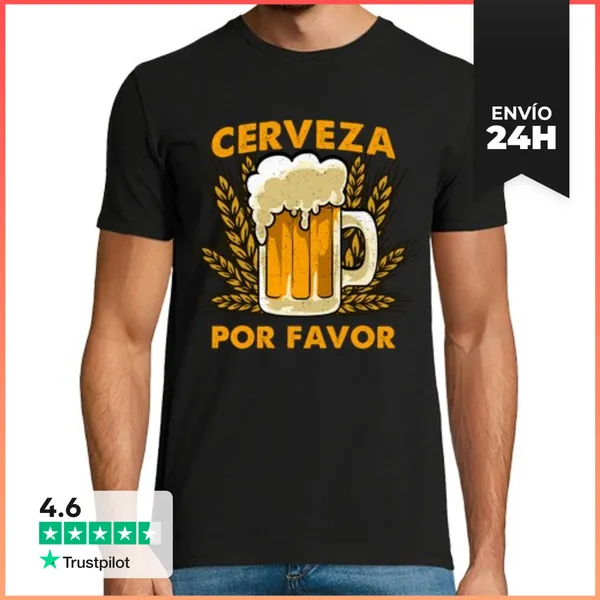 Camiseta Hombre Clásica Cerveza Por Favor Humor Cervezas Beer