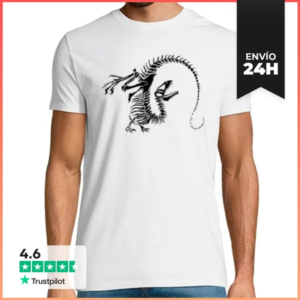 Camiseta Hombre Clásica Camiseta Esqueleto Dinosaurio Hombre