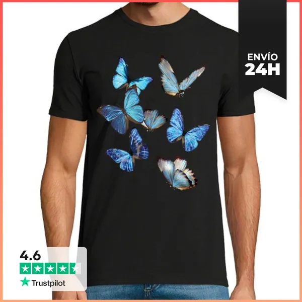 Camiseta Hombre Clásica Mariposa Monarca Insecto Bonita