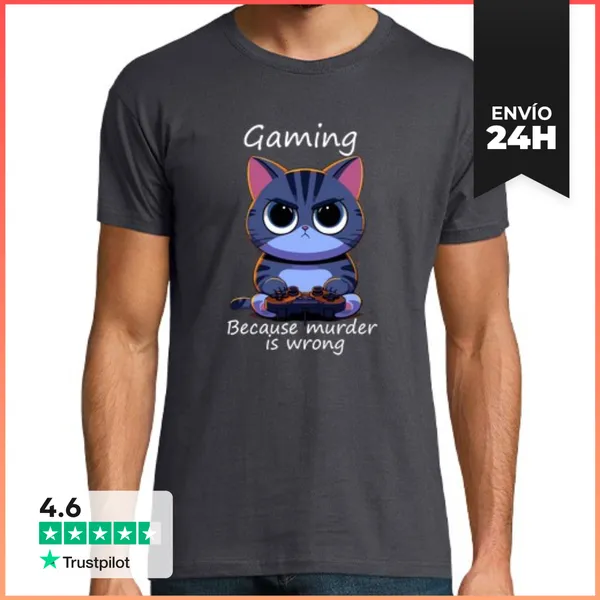 Camiseta Hombre Clásica Gaming Because Murder Is Wrong