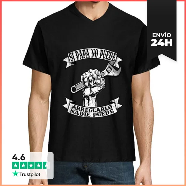 Camiseta Hombre, Cuello Pico Si Papa No Puede Arreglarlo Regalo