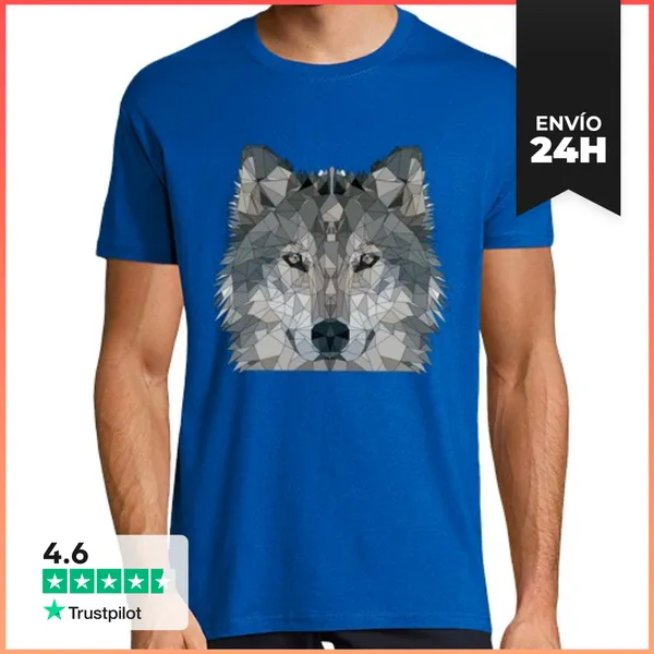 Camiseta Hombre Clásica Lobo Low Poly LaTostadora