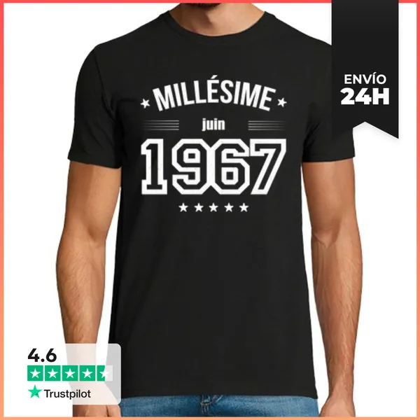 Camiseta Hombre Clásica Millésime Juin 1967 - Mon Anniversaire