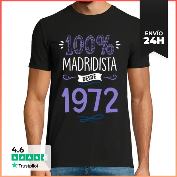 Camiseta Hombre Clásica 100 X 100 Madridista Desde 1972, 53 Años