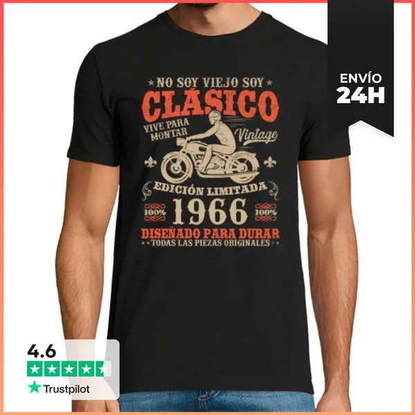 Camiseta Hombre Clásica 1966 Clásico Vintage Regalo Cumpleaños