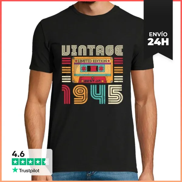 Camiseta Hombre Clásica Retro Vintage 1945 LaTostadora