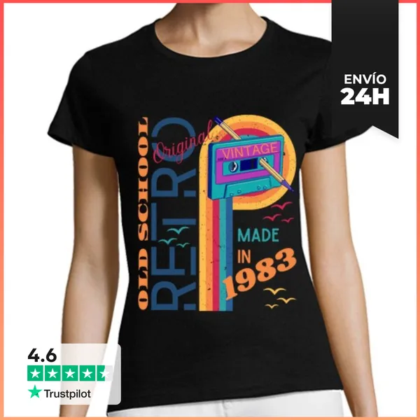 Camiseta Mujer Clásica Cassette Vintage De La Vieja Escuela De