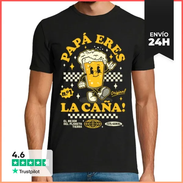 Camiseta Hombre Clásica Papá Eres La Caña Regalos Día Del Padre