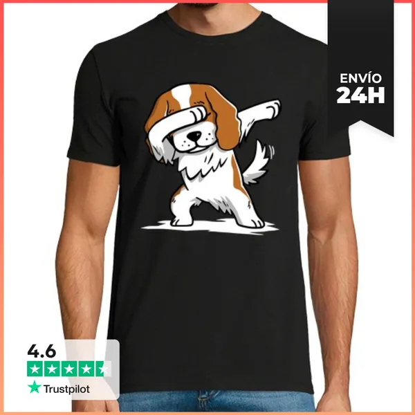 Camiseta Hombre Clásica Perro Cavalier King Charles Spaniel DAB