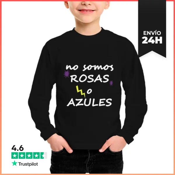 Camiseta Manga Larga Para Niños No Somos Rosas O Azules. Unisex