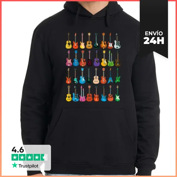 Sudadera Unisex Con Capucha Colección De Guitarras Guitarrista