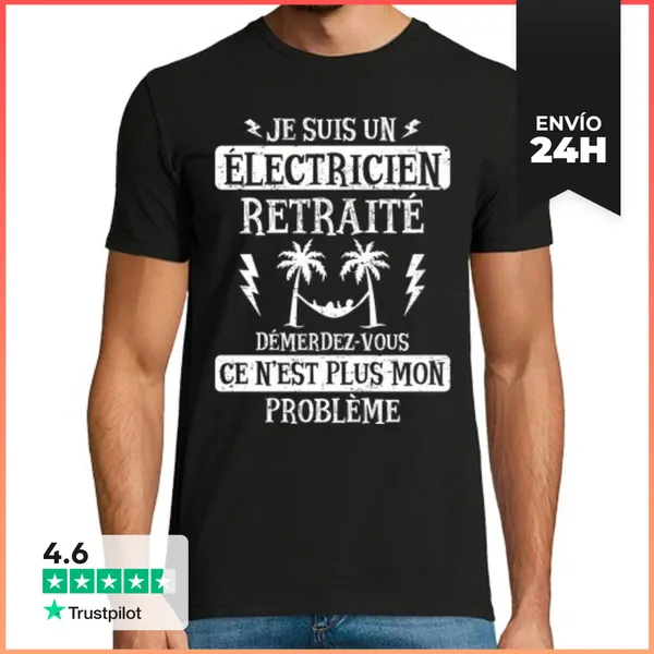 Camiseta Hombre Clásica Regalo Electricista Jubilación Humor Fi