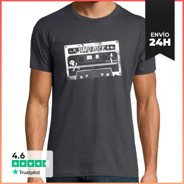 Camiseta Hombre Clásica Casete Hard Rock Blanco LaTostadora
