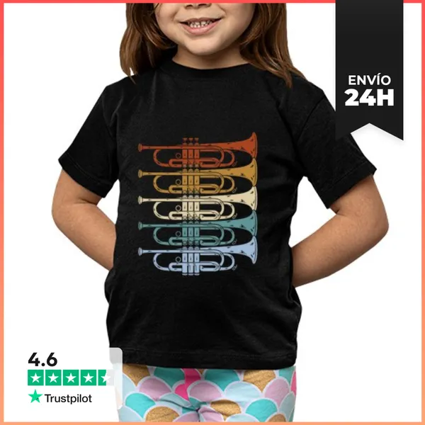 Camiseta Clásica Para Niños Trompeta Retro Vintage LaTostadora