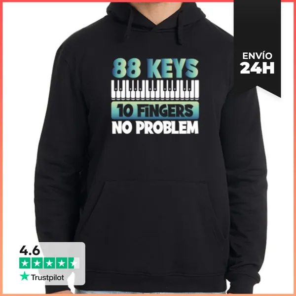 Sudadera Unisex Con Capucha 88 Teclas Y 10 Dedos LaTostadora