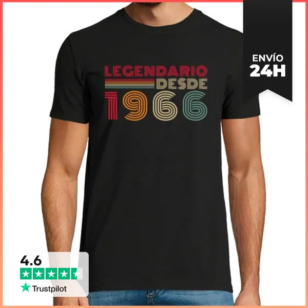 Camiseta Hombre Clásica Legendario Desde 1966 Aniversario Regalo