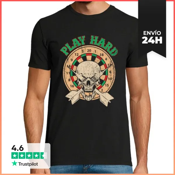 Camiseta Hombre Clásica Genial Jugador De Dardos Dardos Diciend