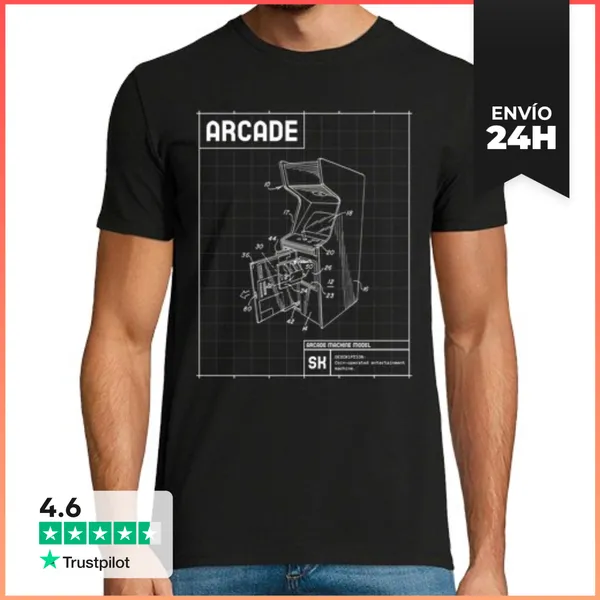 Camiseta Hombre Clásica Arcade Blanco LaTostadora