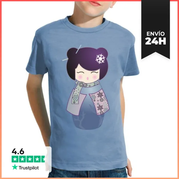 Camiseta Clásica Para Niños Kokeshi Invierno LaTostadora
