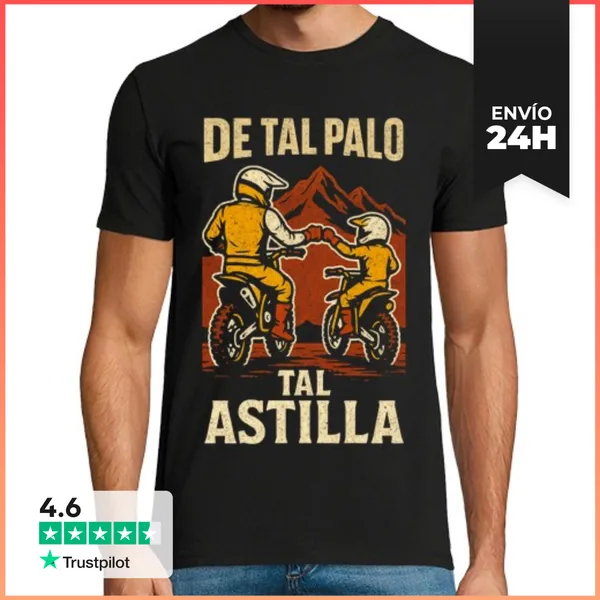 Camiseta Hombre Clásica De Tal Palo Tal Astilla Motocross Padre E