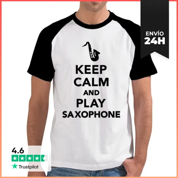 Camiseta Hombre, Estilo Béisbol Mantener La Calma Y Tocar El