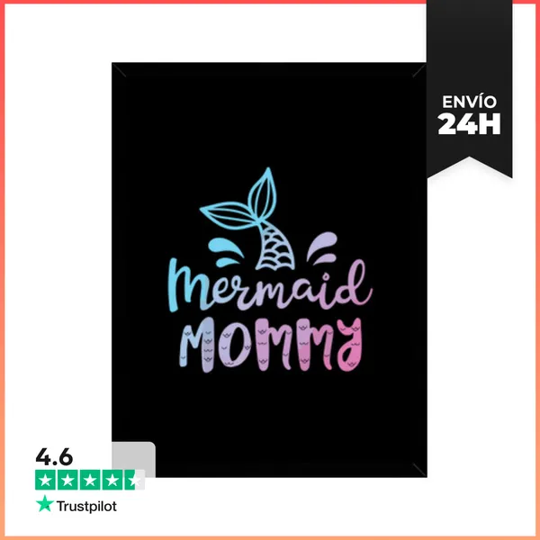 Cuadro Con Marco Vertical Mamá Sirena Mujer Divertida Mamá Mamá